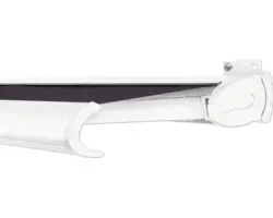 SOLUNA Kassettenmarkise Exclusiv 5,5x2,5 Dessin S2119 Gestell RAL 9010 reinweiß Antrieb rechts inkl. Motor und Wandschalter