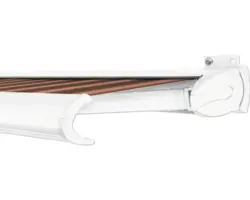 SOLUNA Kassettenmarkise Exclusiv 5,5x2 Dessin S3013 Gestell RAL 9010 reinweiß Antrieb rechts inkl. Motor und Wandschalter