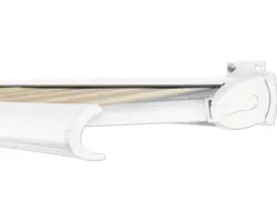 SOLUNA Kassettenmarkise Exclusiv 5x2,5 Dessin S2238 Gestell RAL 9010 reinweiß Antrieb rechts inkl. Motor und Wandschalter