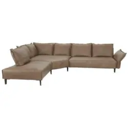 Ecksofa in Echtleder Sandfarben