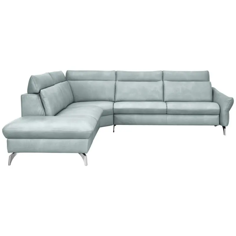 Ecksofa in Echtleder Hellblau