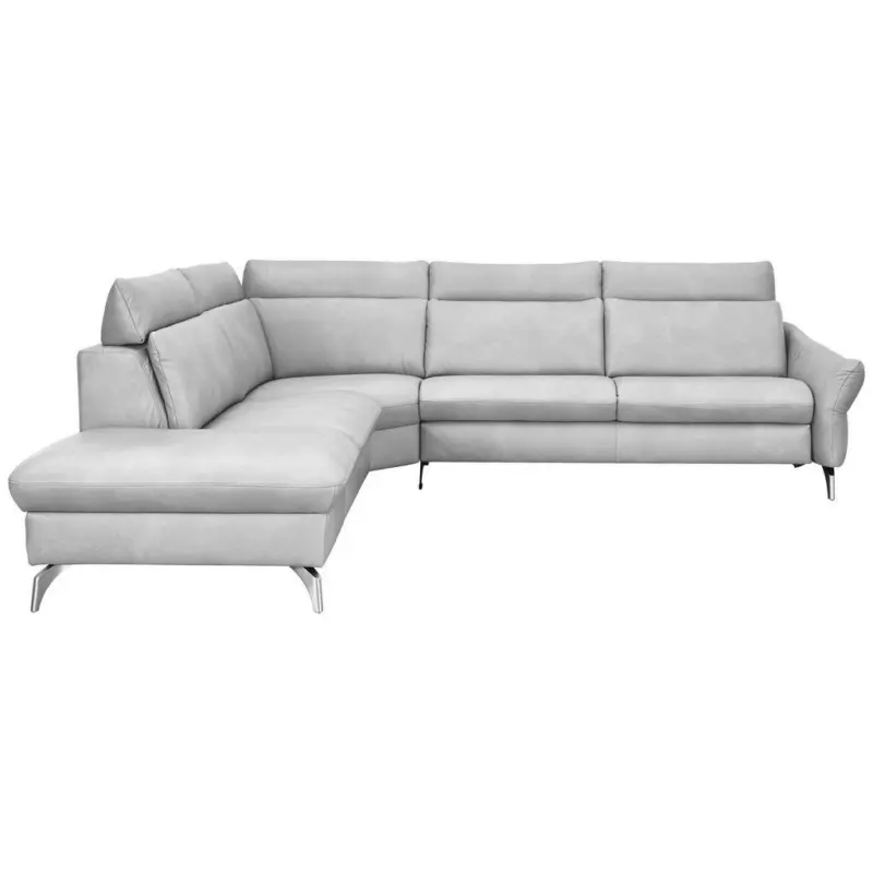 Ecksofa in Echtleder Hellgrau