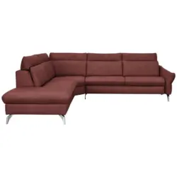 Ecksofa in Echtleder Rotbraun