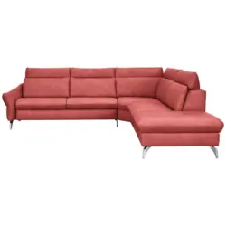 Ecksofa in Echtleder Rot