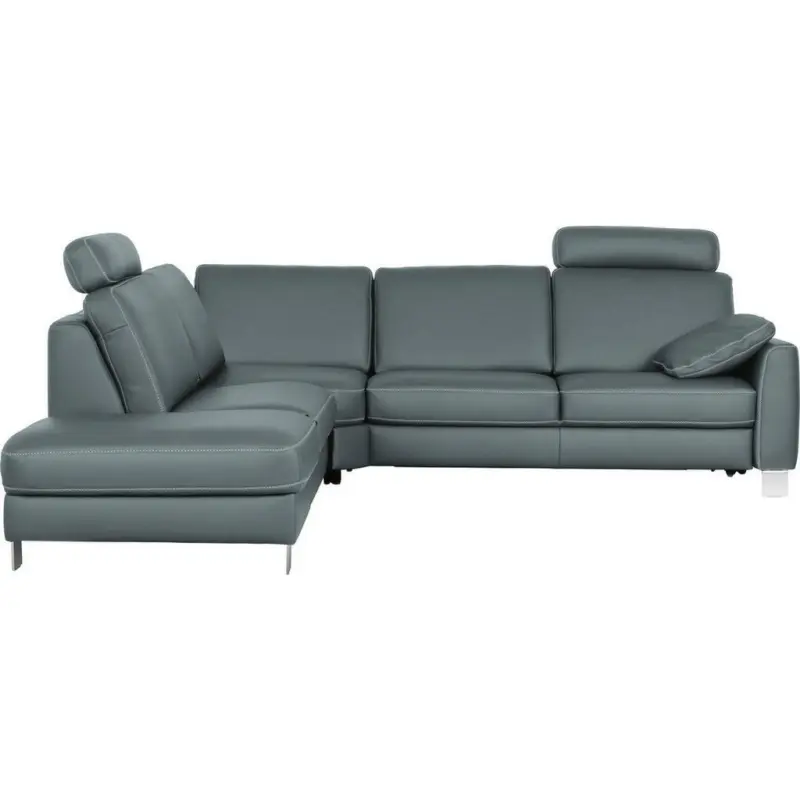 Wohnlandschaft in Echtleder Blau, Grau