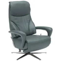 Relaxsessel in Leder Blau, Grau
