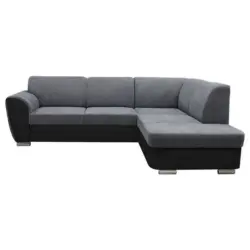 Ecksofa in Velours Grau, Schwarz