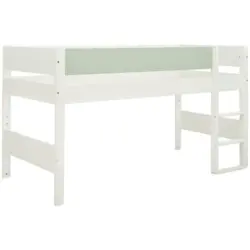 Mittelhohes Bett 90/200 cm Weiß, Hellgrün
