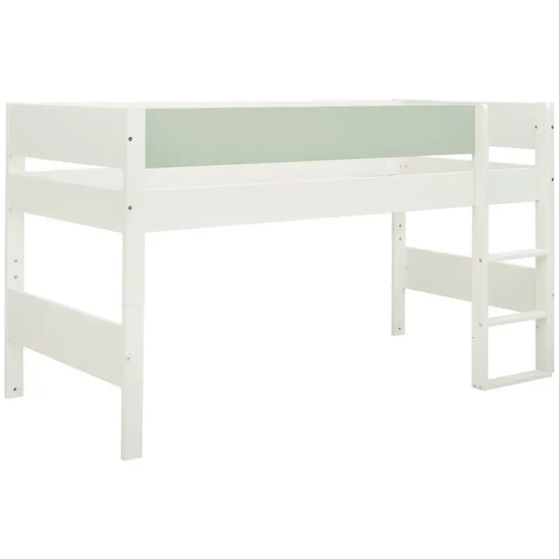 Mittelhohes Bett 90/200 cm Weiß, Hellgrün