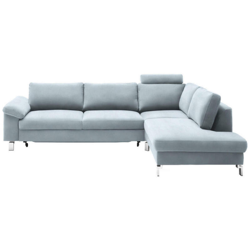 Ecksofa in Velours Hellblau