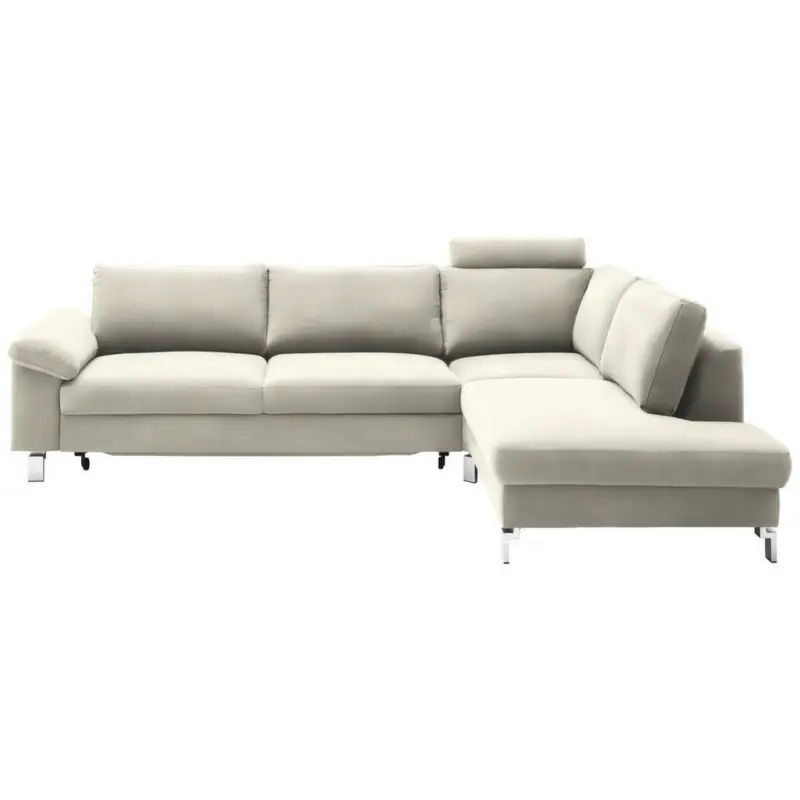 Ecksofa in Velours Naturfarben, Beige