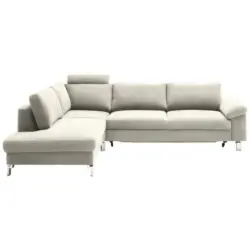Ecksofa in Velours Naturfarben, Beige