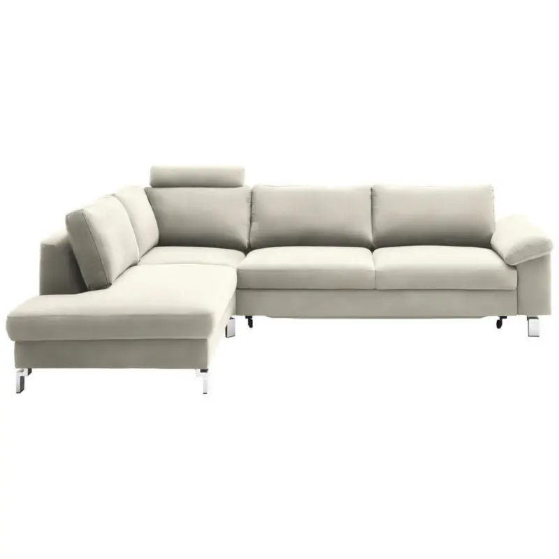Ecksofa in Velours Naturfarben, Beige