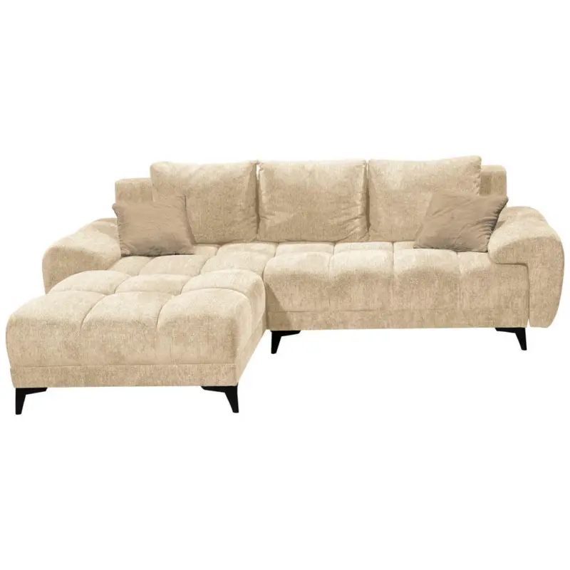 Ecksofa in Teddystoff Beige