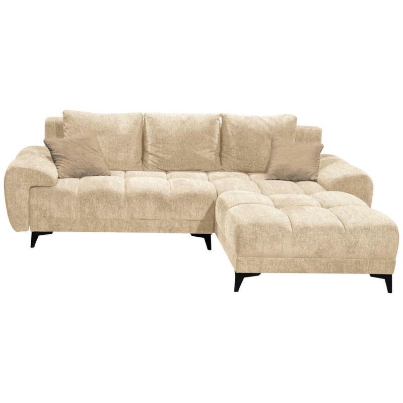 Ecksofa in Teddystoff Beige