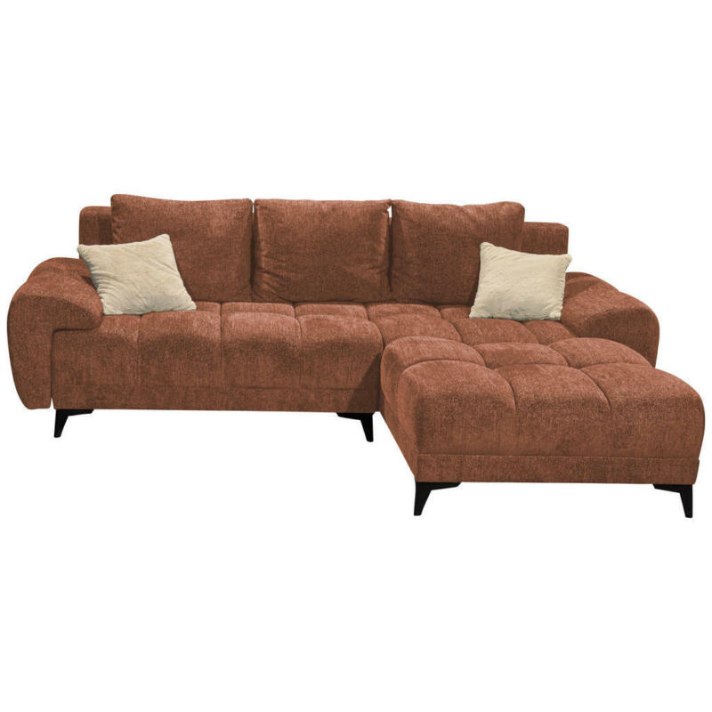 Ecksofa in Teddystoff Cognac