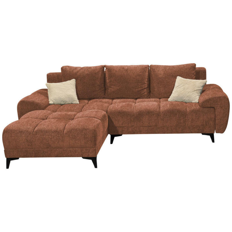 Ecksofa in Teddystoff Cognac