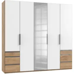 Dreht&uuml;renschrank in Wei&szlig;, Eichefarben