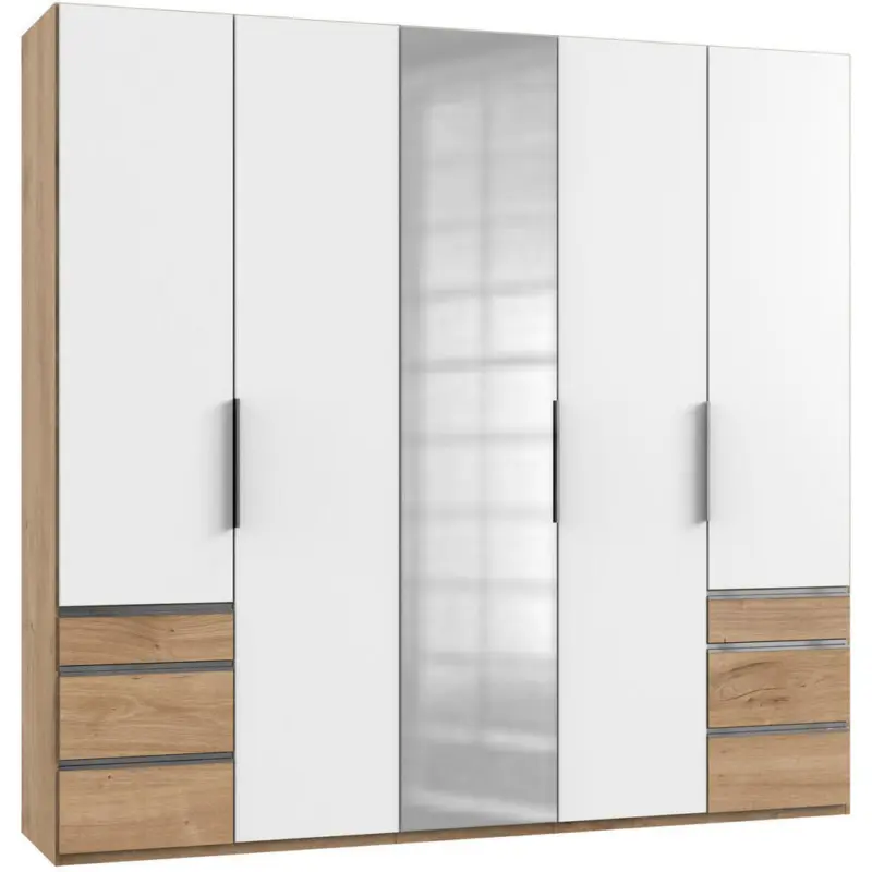 Dreht&uuml;renschrank in Wei&szlig;, Eichefarben