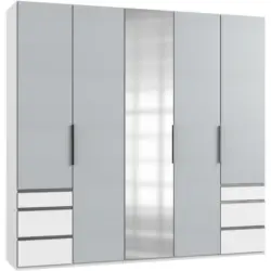 Drehtürenschrank in Weiß, Hellgrau