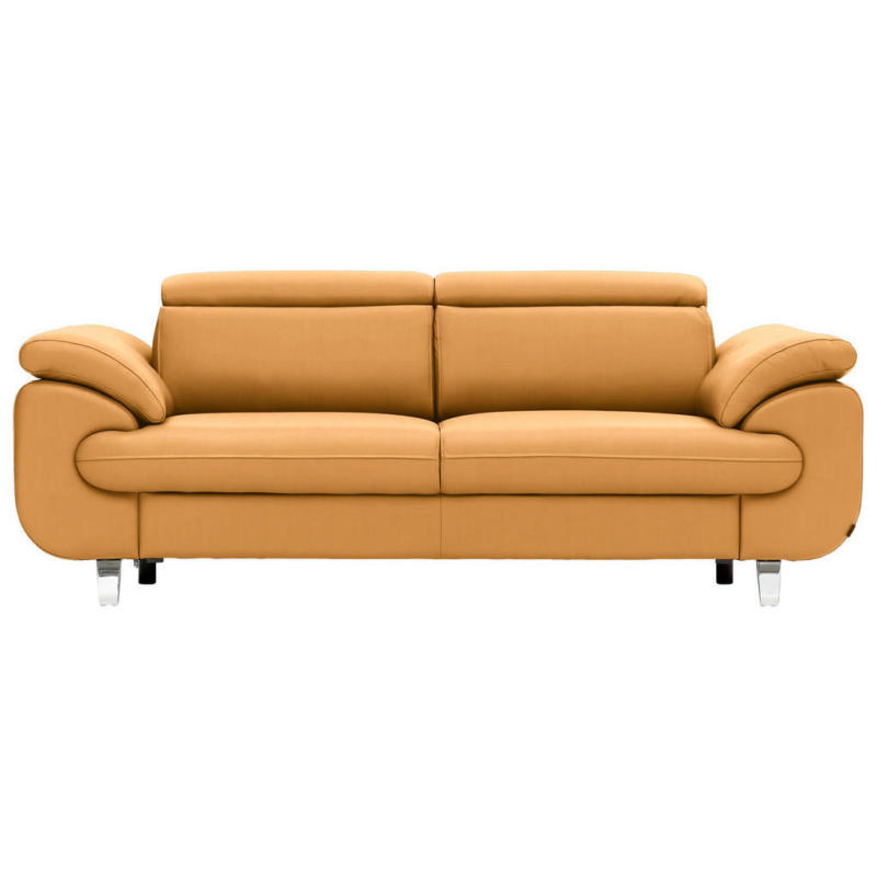 Dreisitzer-Sofa in Leder Gelb, Orange