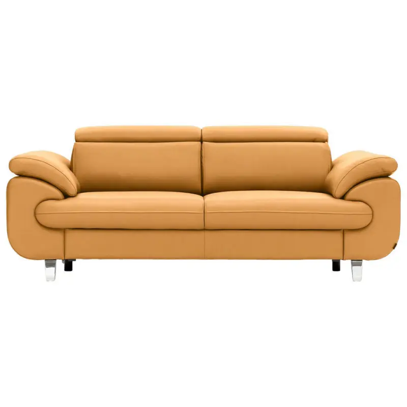 Dreisitzer-Sofa in Leder Gelb, Orange