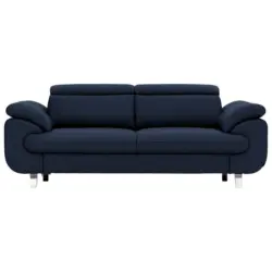 Dreisitzer-Sofa in Leder Dunkelblau