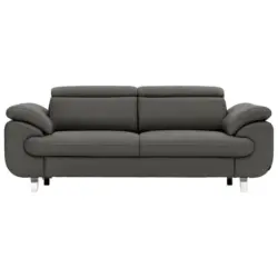 Dreisitzer-Sofa in Leder Dunkelgrau