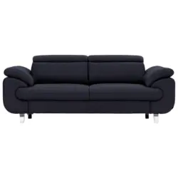 Dreisitzer-Sofa in Leder Schwarz