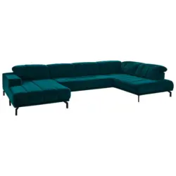 Wohnlandschaft in Velours Petrol