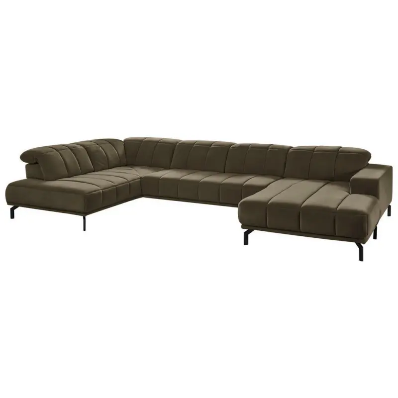 Wohnlandschaft in Velours Graubraun