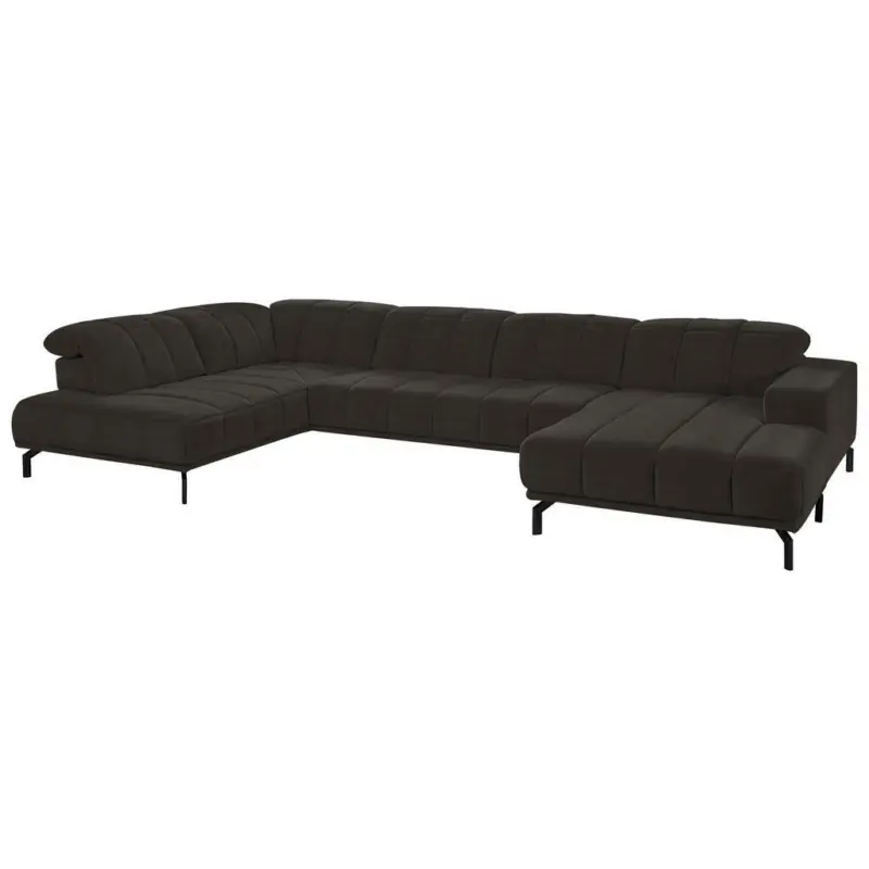 Wohnlandschaft in Velours Dunkelbraun