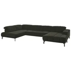 Wohnlandschaft in Velours Dunkelgrün, Olivgrün