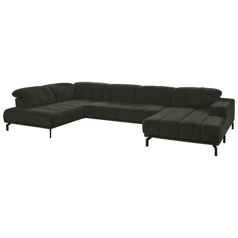 Wohnlandschaft in Velours Dunkelgrün, Olivgrün