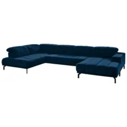 Wohnlandschaft in Velours Dunkelblau