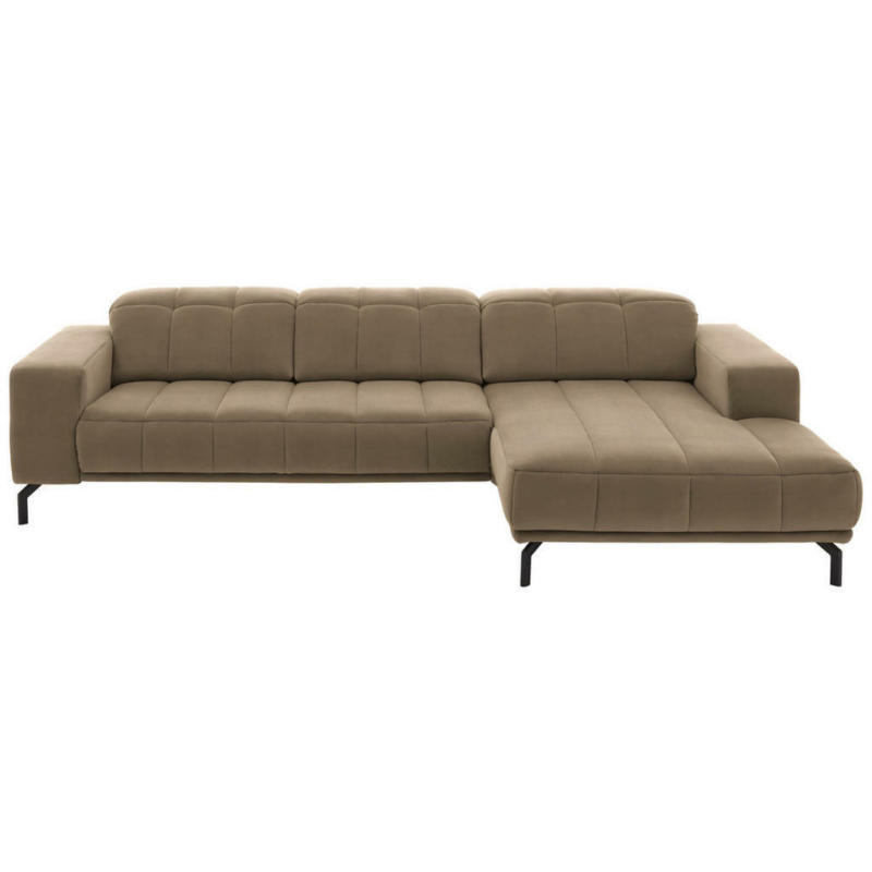 Ecksofa in Velours Sandfarben