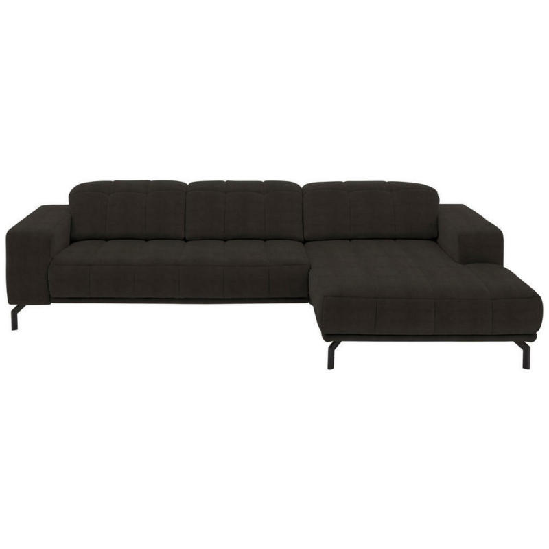 Ecksofa in Velours Dunkelbraun