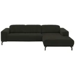 Ecksofa in Velours Olivgr&uuml;n
