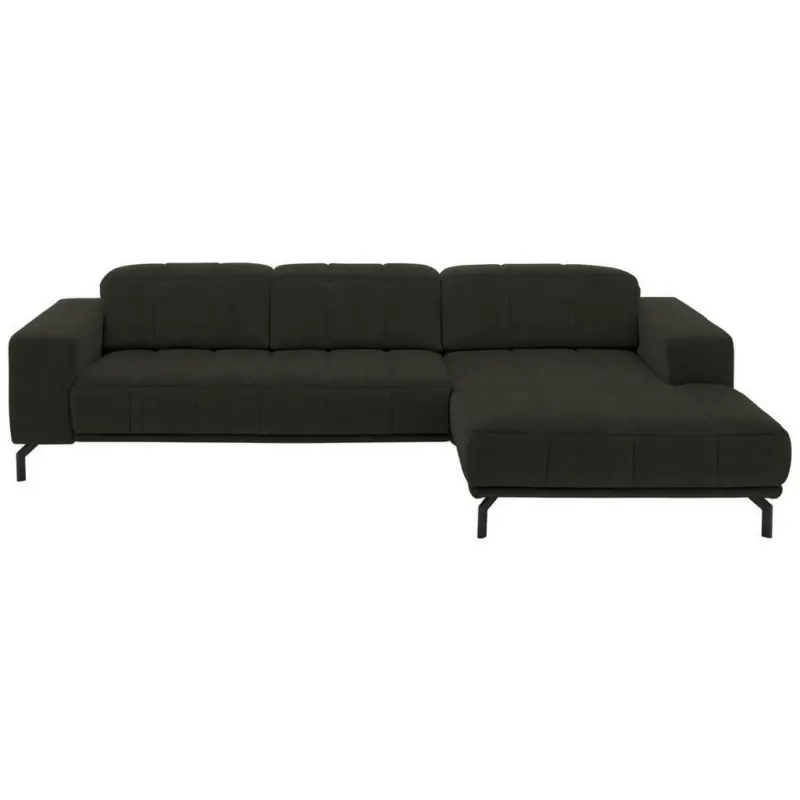 Ecksofa in Velours Olivgr&uuml;n
