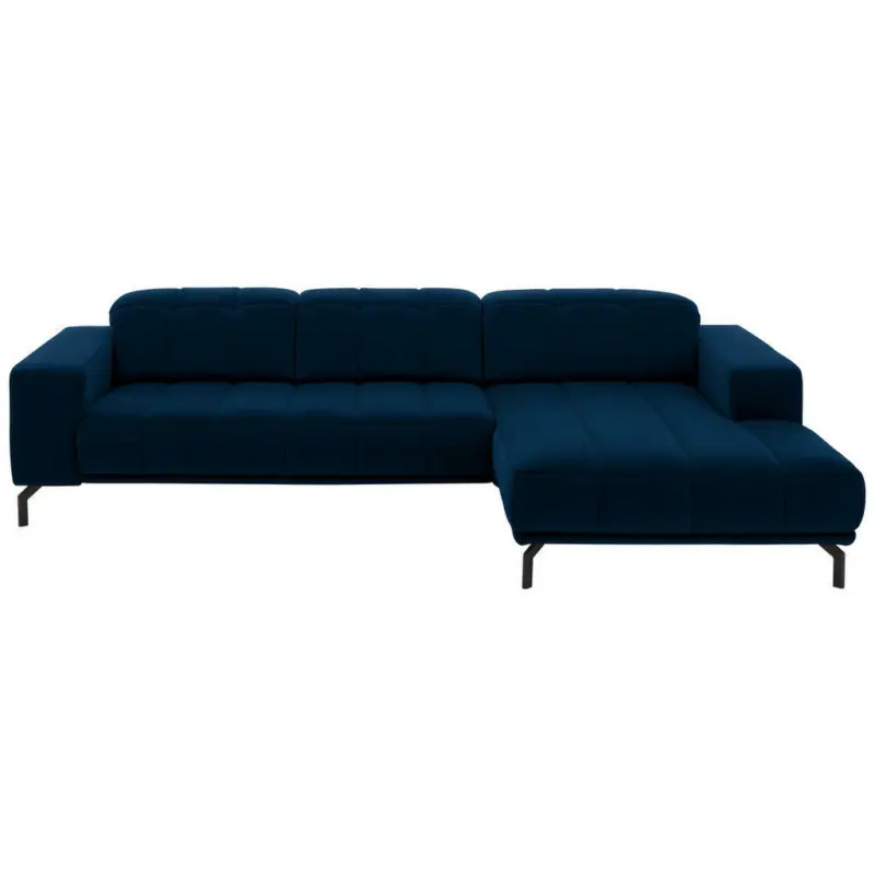 Ecksofa in Velours Dunkelblau