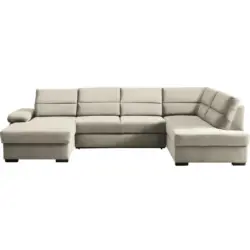 Wohnlandschaft in Webstoff Beige