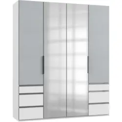 Drehtürenschrank in Weiß, Hellgrau