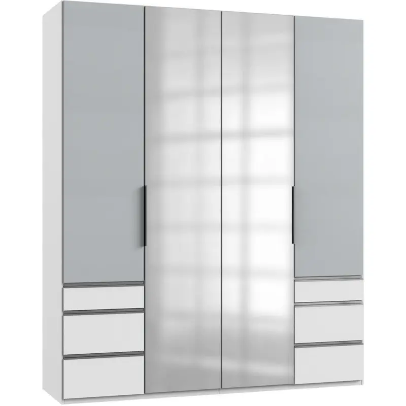 Drehtürenschrank in Weiß, Hellgrau