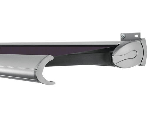 SOLUNA Kassettenmarkise Exclusiv 4x3 Stoff Dessin S2119 Gestell E6EV1 silber eloxiert Antrieb rechts inkl. Motor und Wandschalter