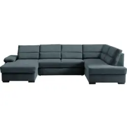 Wohnlandschaft in Webstoff Blau