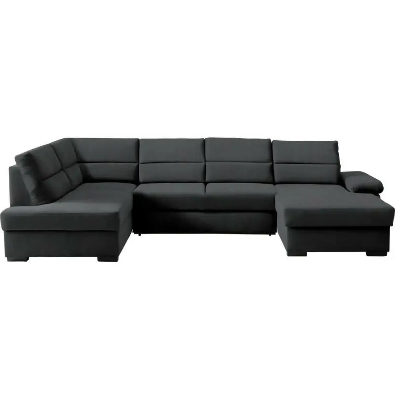 Wohnlandschaft in Webstoff Schwarz