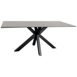 Esstisch in Metall, Glas, Keramik