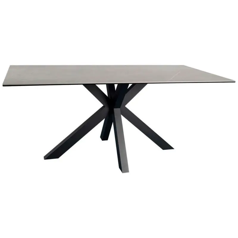 Esstisch in Metall, Glas, Keramik