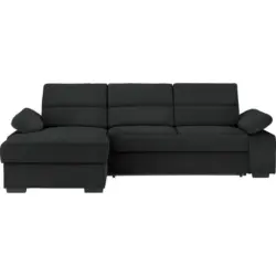 Ecksofa in Webstoff Schwarz