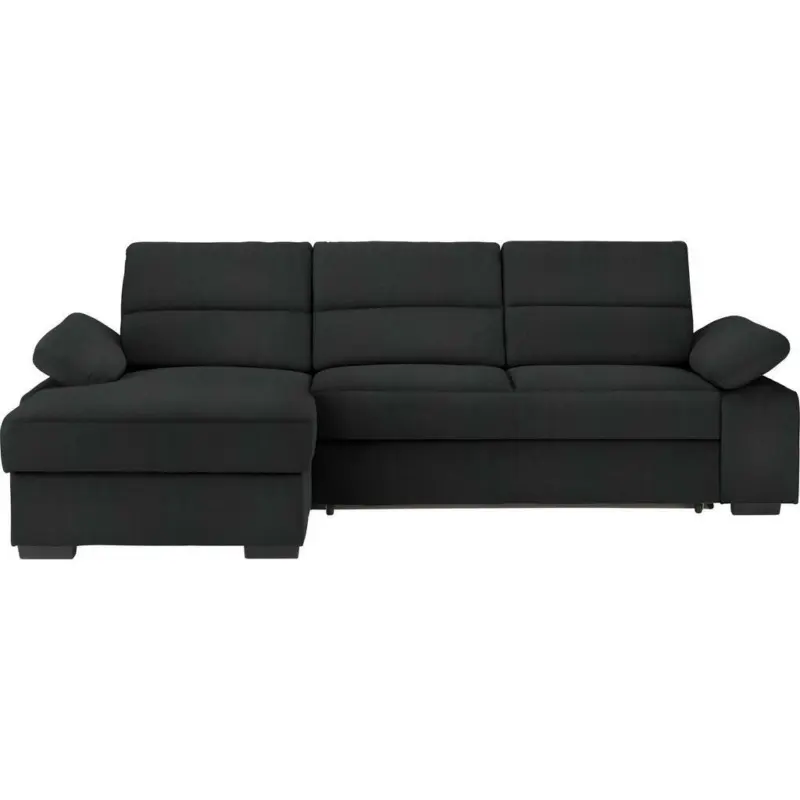 Ecksofa in Webstoff Schwarz
